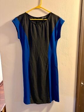 Betabrand Black & Royal Blue Colorblock Sheath Dress